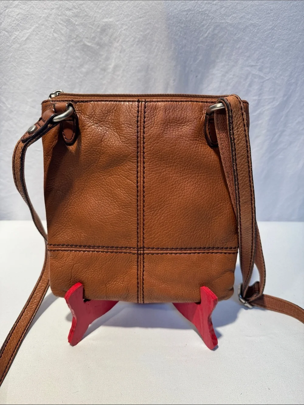 Fossil Cognac Brown Leather Messenger Crossbody